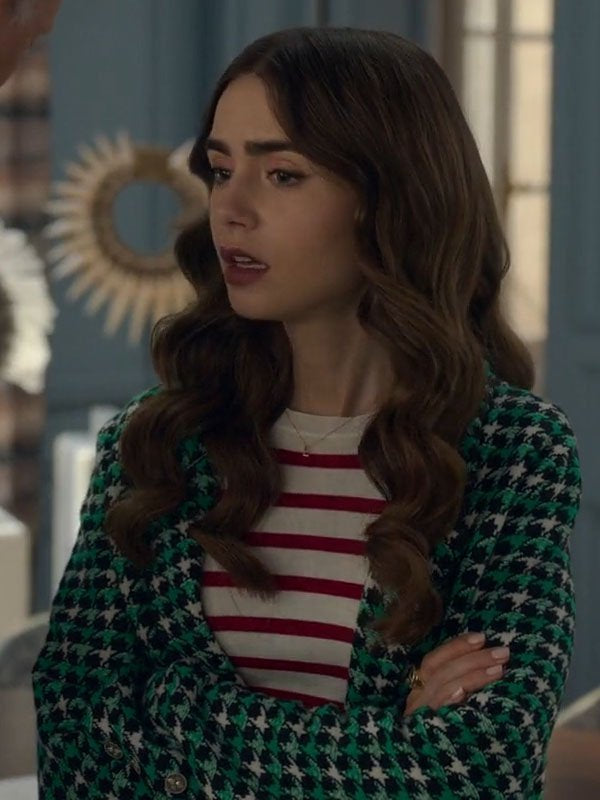 
Emily in Paris S02 Lily Collins New Green Wool Blazer