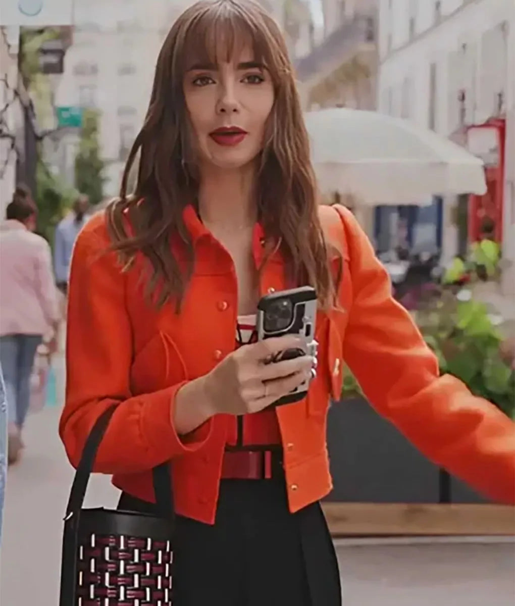 
Emily in Paris S03 Emily Cooper New Orange Cotton Jacket
