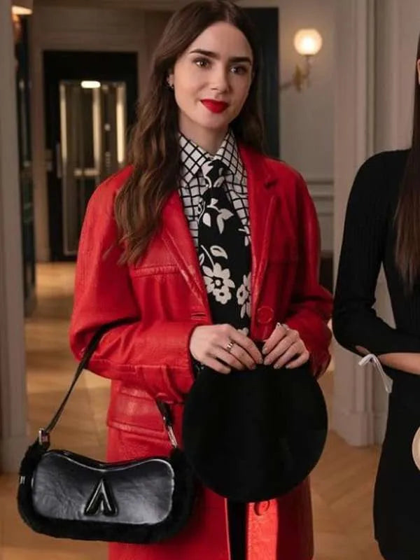 Emily in Paris S04 Emily Cooper Leather Coat
