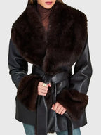 Erin-Andrews-NFC-Championship-Leather-Black-Coat