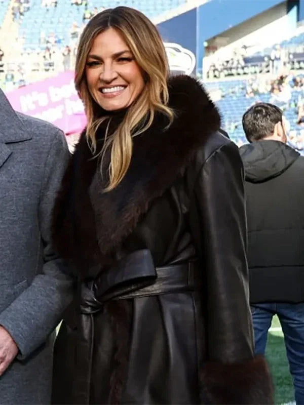 Erin-Andrews-NFC-Championship-Leather-Coat