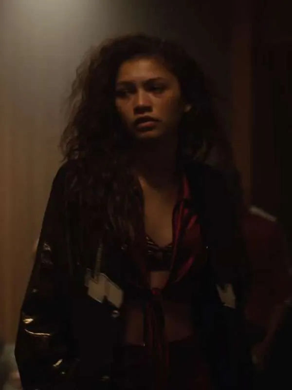 Euphoria Zendaya Black Bomber Leather Jacket