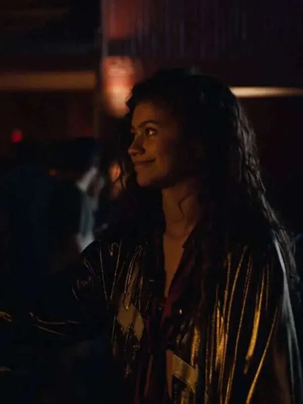 Euphoria Zendaya Black Bomber Leather Jacket