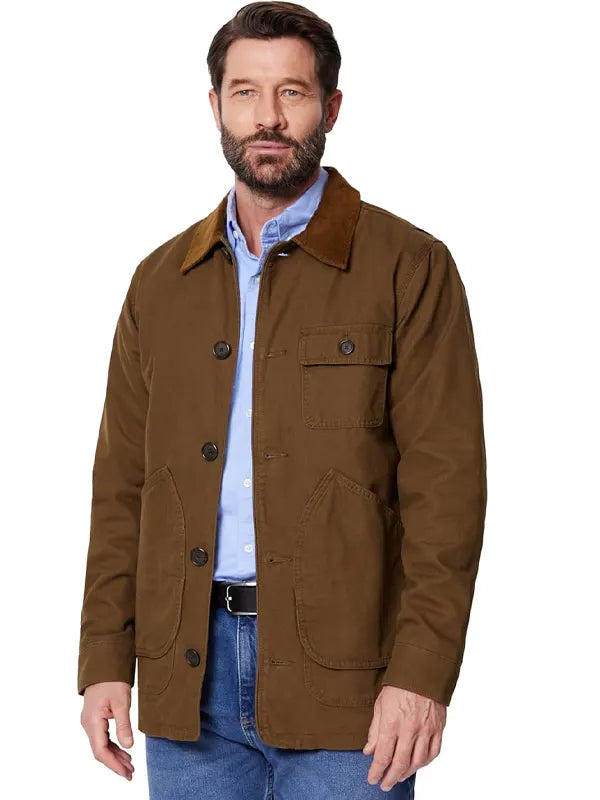 Fidel Cole Men's Dark Brown Canvas Barn Cotton Jacket