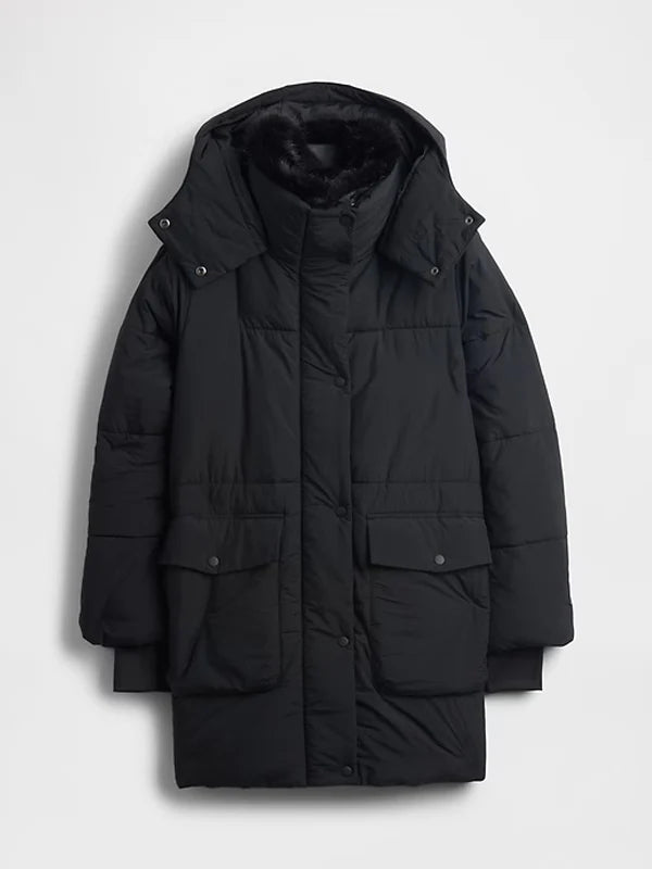 GAP-Faux-Fur-Trim-Midi-Puffer-Jacket-In-Black