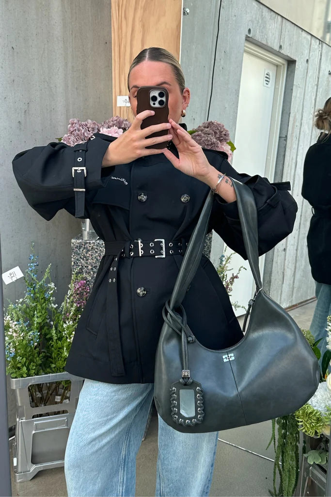 Ganni-Heavy-Twill-MIDI-Trench-Coat-Black
