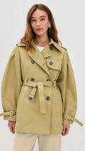 Ganni Beige Heavy Twill MIDI Trench Coat