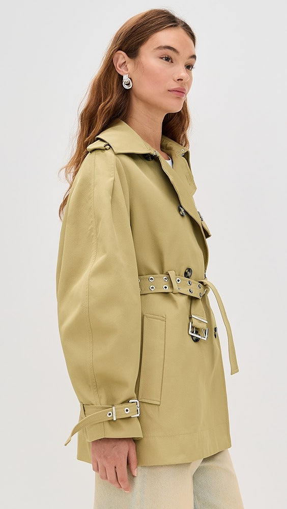 Ganni Beige Heavy Twill MIDI Trench Coat