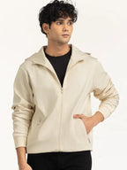 Gilbert Daniel Regular Fit Cream Zipper Hoodie