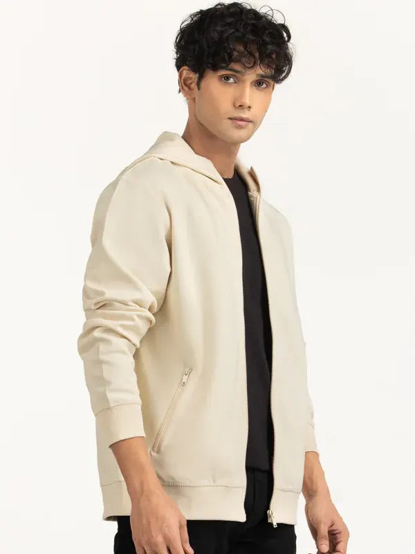 Gilbert Daniel Regular Fit Cream Zipper Hoodie
