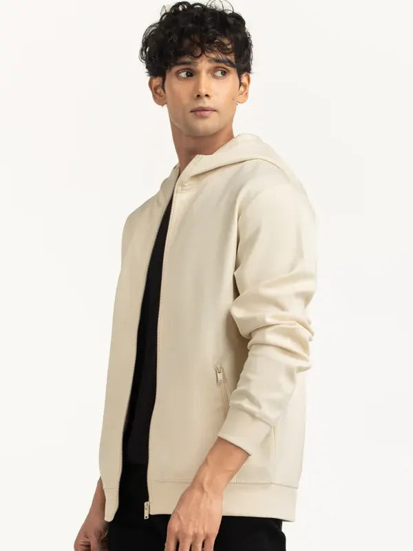 Gilbert Daniel Regular Fit Cream Zipper Hoodie