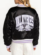 Golden State Valkyries Black Satin Full-Zip Bomber Jacket