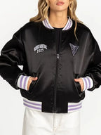 Golden State Valkyries Black Satin Full-Zip Bomber Jacket