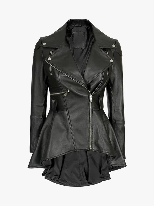 Gonzalez-Womens-Black-Asymmetrical-Peplum-Leather-Jacket-1