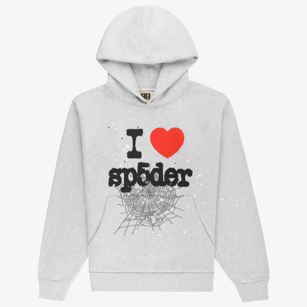 Grey I Love Spider Hoodie