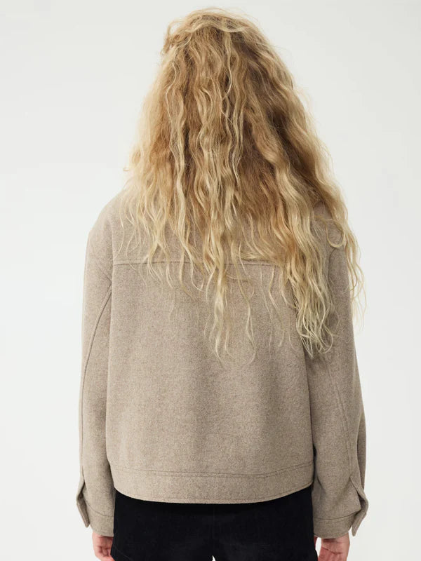 H&M Twill Jacket With Fluffy Collar