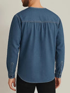 Harold Men's Vintage Style Collarless Denim Jacket