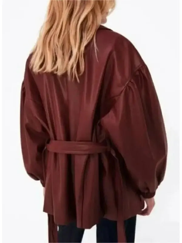 His & Hers S01 Tessa Thompson Leather   Coat