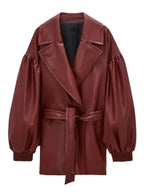 His & Hers S01 Tessa Thompson Leather  Trench Coat