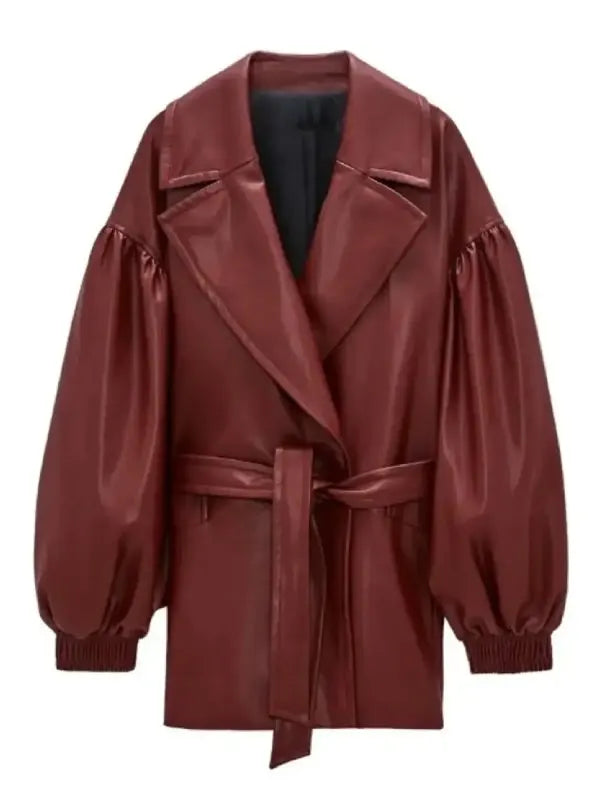 His & Hers S01 Tessa Thompson Leather  Trench Coat