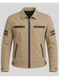 Hosea Ebert Men's Slim Fit Beige Cotton Jacket