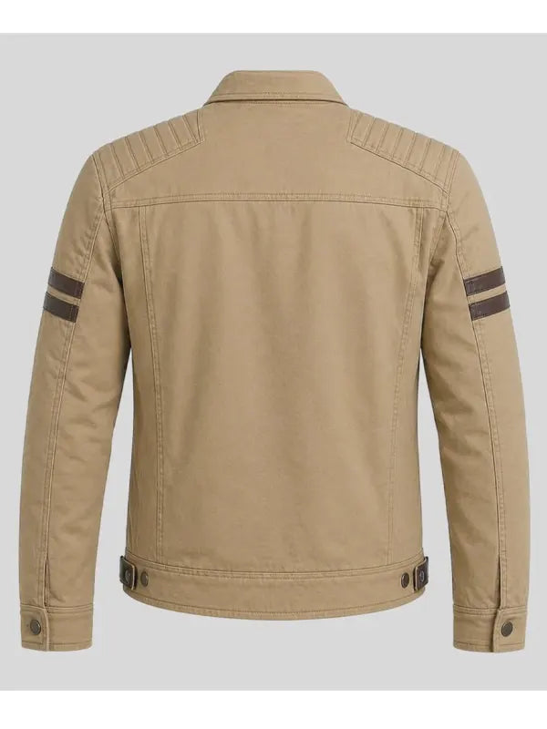 Hosea Ebert Men's Slim Fit Beige Cotton Jacket
