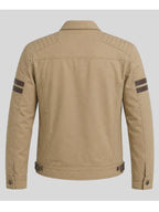 Hosea Ebert Men's Slim Fit Beige Cotton Jacket