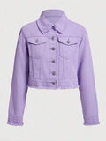 Hubert Torphy Women's Light Purple Slim Fit Denim Jacket