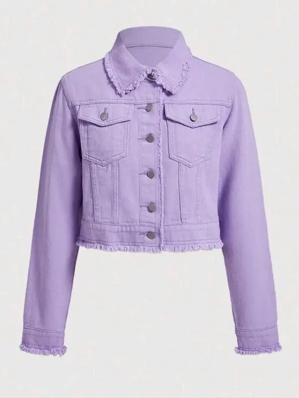 Hubert Torphy Women's Light Purple Slim Fit Denim Jacket