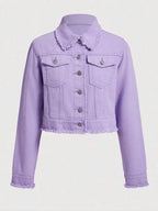 Hubert Torphy Women's Light Purple Slim Fit Denim Jacket