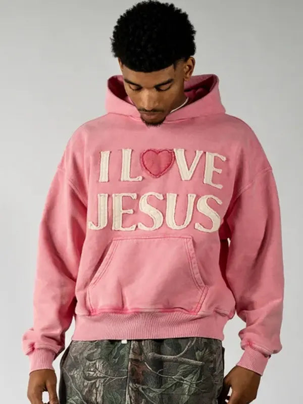 I Love Jesus Hoodie Pink