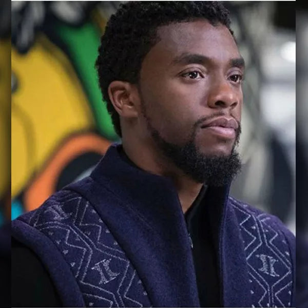 Avengers Infinity War Chadwick Boseman Blue Wool Coat