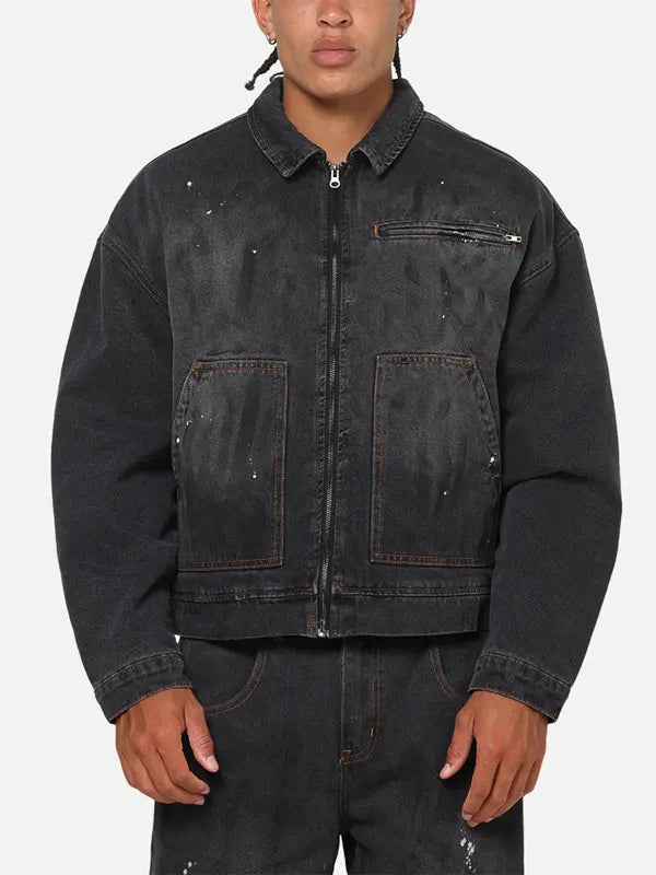 Jadyn Dach Oversize Black Denim ZIP Jacket