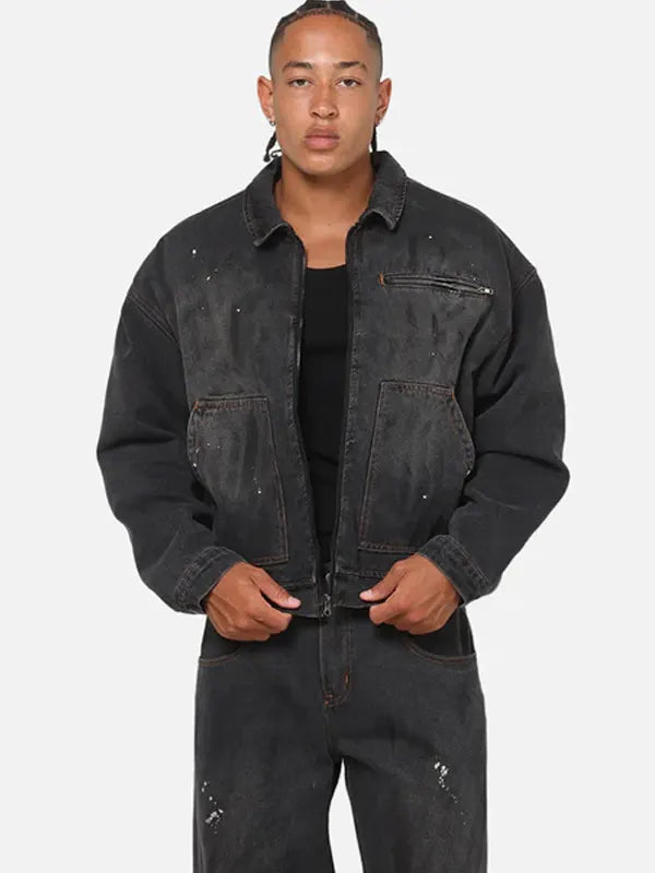 Jadyn Dach Oversize Black Denim ZIP Jacket