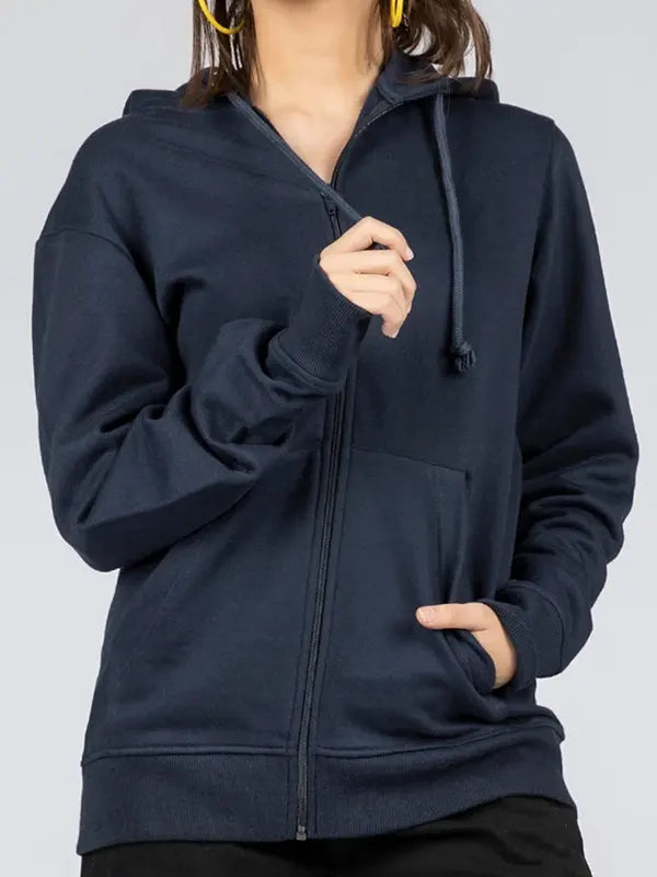 Janick Kuhic Women's Navy Blue Zip Hoodie