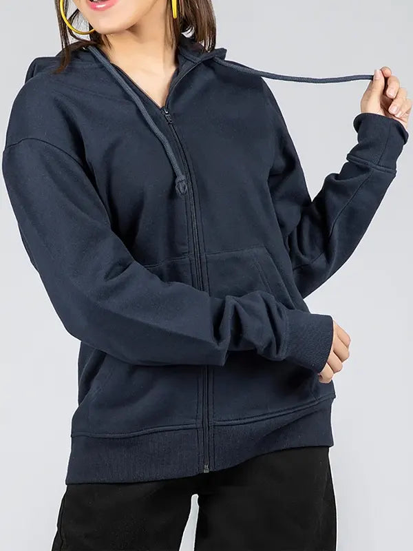 Janick Kuhic Women's Navy Blue Zip Hoodie