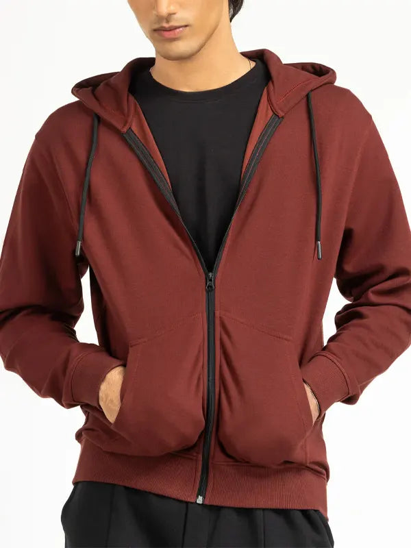 Jayme Murphy Regular Fit Maroon Zipper Hoodie