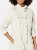 Jeanne Auer Women's Off-white Shirt Style Cotton Jacket