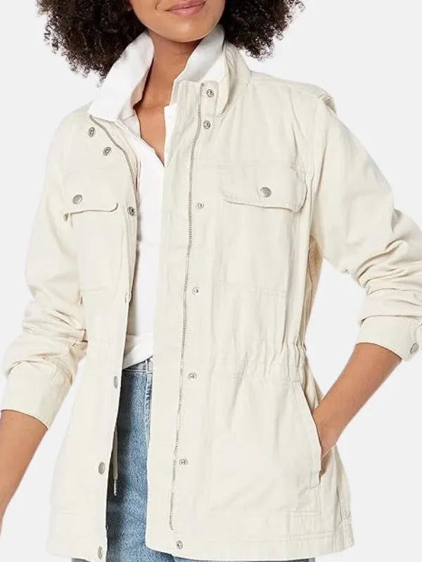 Jeanne Auer Women's Off-white Shirt Style Cotton Jacket