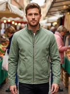 Jeff Cassin Light Green Cotton Bomber ZIP Jacket