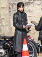 Jenna Ortega Wednesday Black Leather Coat