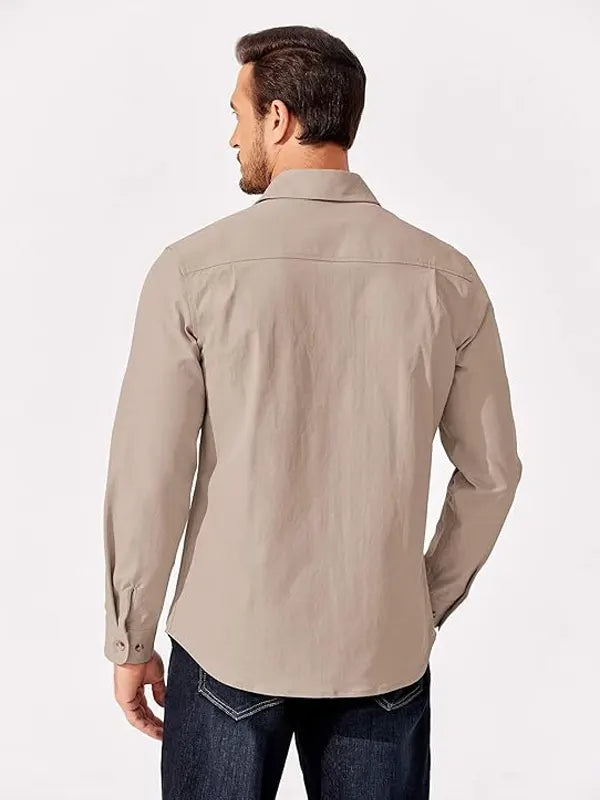 Jimmie Hand Shirt Collar Beige Cotton Jacket