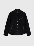 John Varvatos suede shirt jacket front view