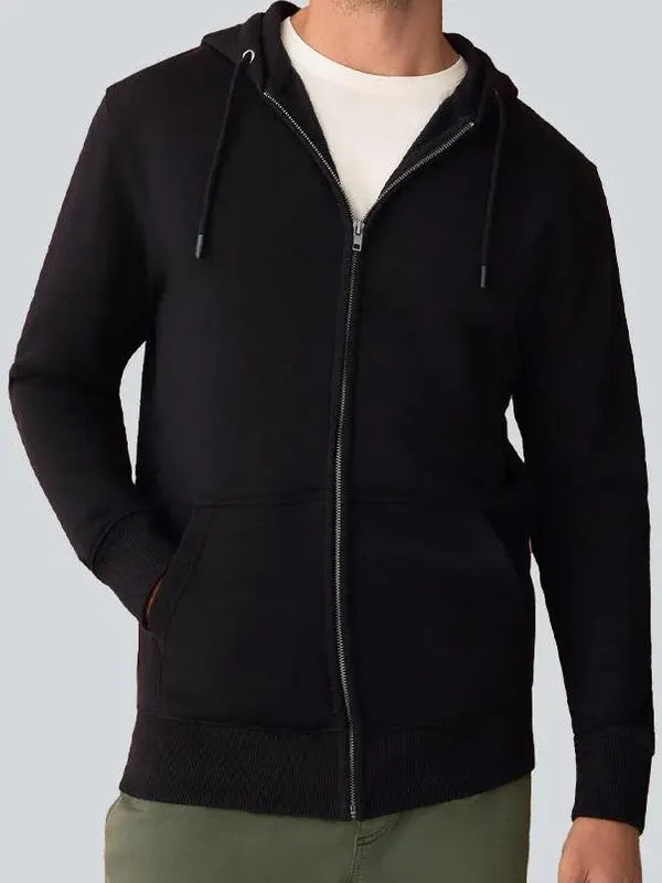 Johnathan Legros Men Fit Black Zipper Hoodie