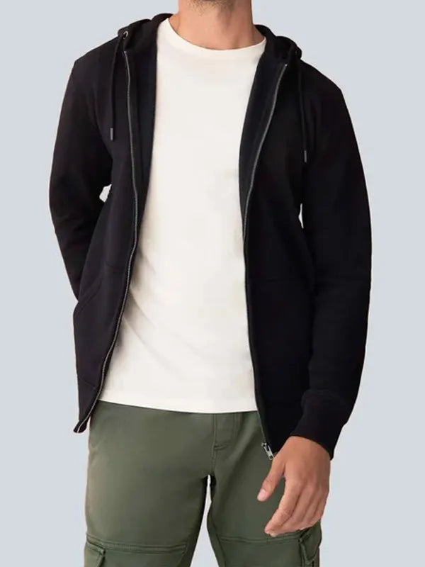 Johnathan Legros Men Fit Black Zipper Hoodie