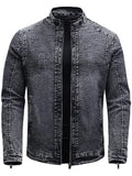 Johnson Vintage Style Washed Black Denim ZIP Jacket