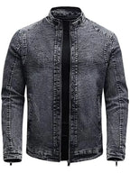 Johnson Vintage Style Washed Black Denim ZIP Jacket