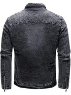 Johnson Vintage Style Washed Black Denim ZIP Jacket