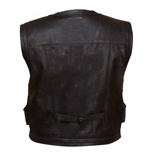 Safari Black Leather Vest Men, Sleeveless Zing Apparel