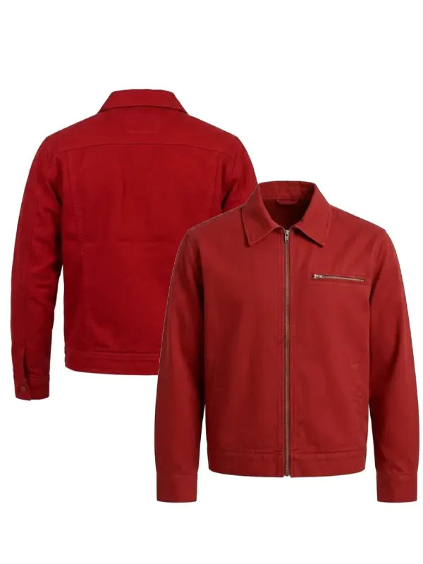 Kane Volkman Red Harrington Style Zipper Cotton Jacket
